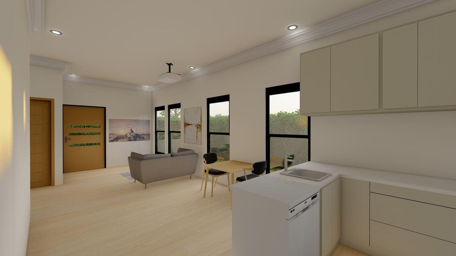 Berserker Villa Living Area with Garden View Windows Queensland