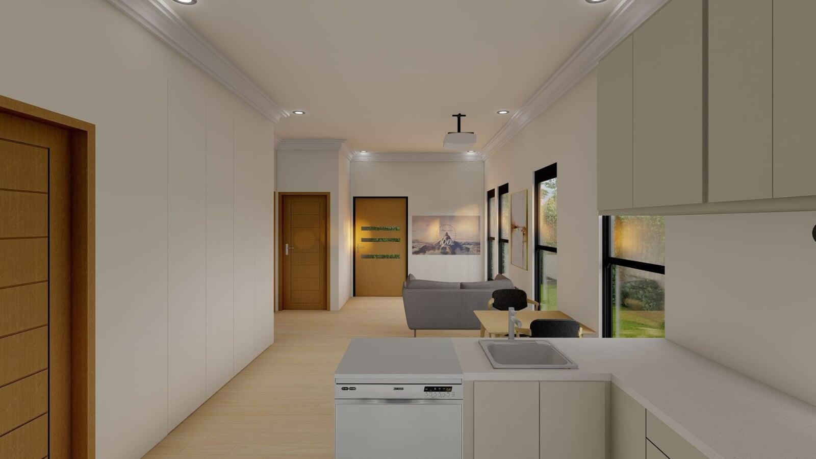 Berserker Villa Kitchen Interior Facing Living Area Queensland