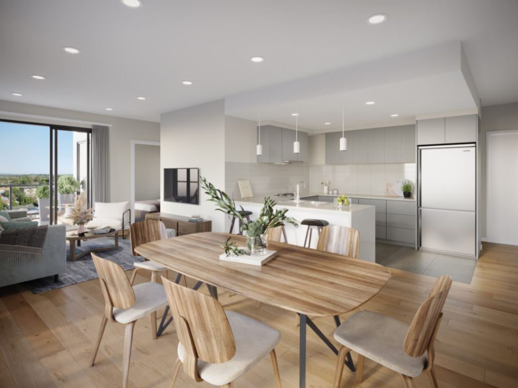 Chermside Apartments, QLD Living room with dining area